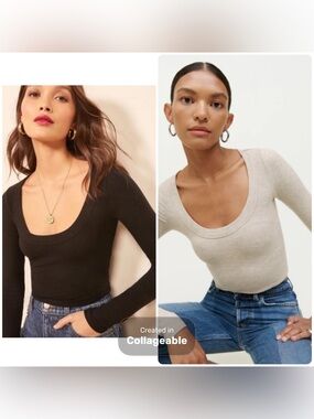 Reformation Paige Knit Top Bundle - Black & Marble Size Small